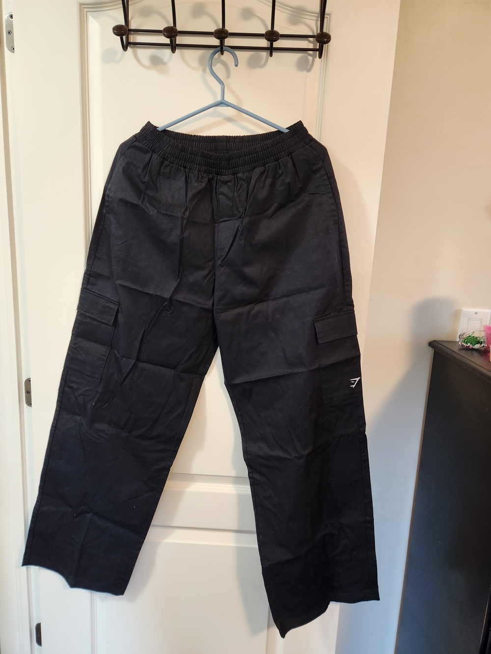 Gymshark Black Cargo Track Pants with Elastic Waist